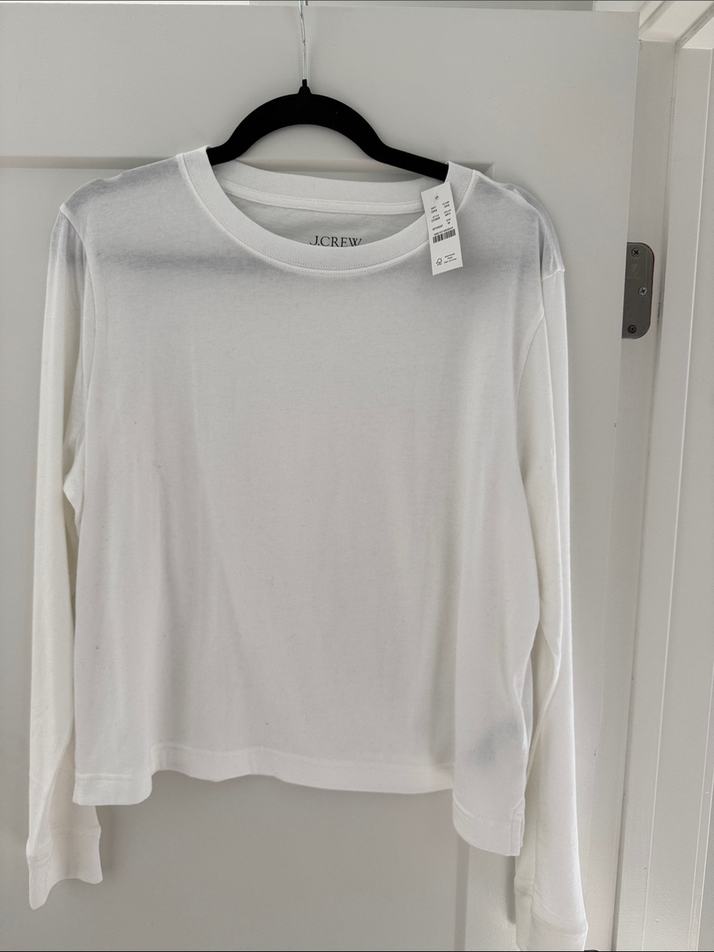 J. Crew White Long-Sleeve Crewneck Tee